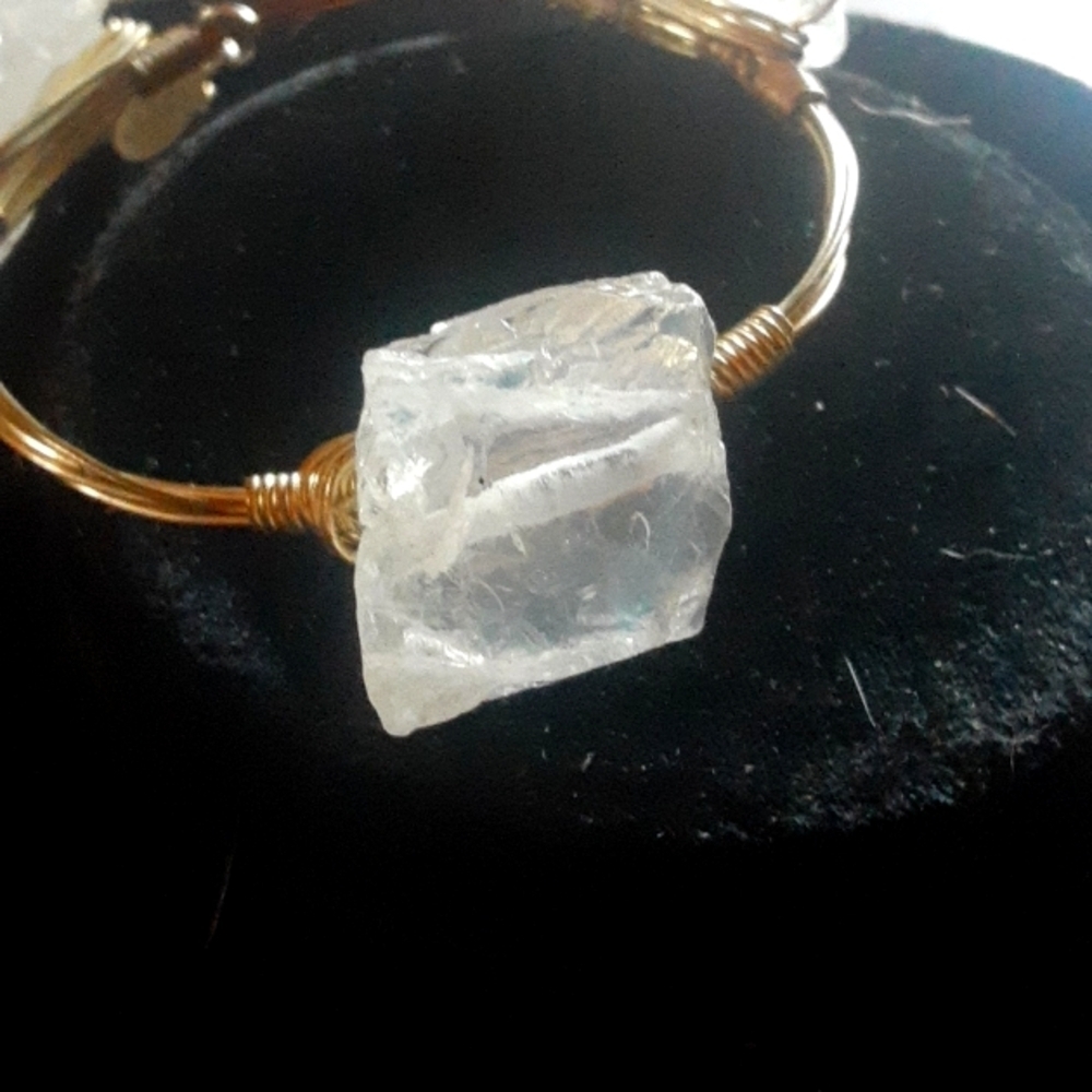 Bourbon and Bowties Gold Tone Wire Bracelet with Clear Stones - Picture 4 of 5